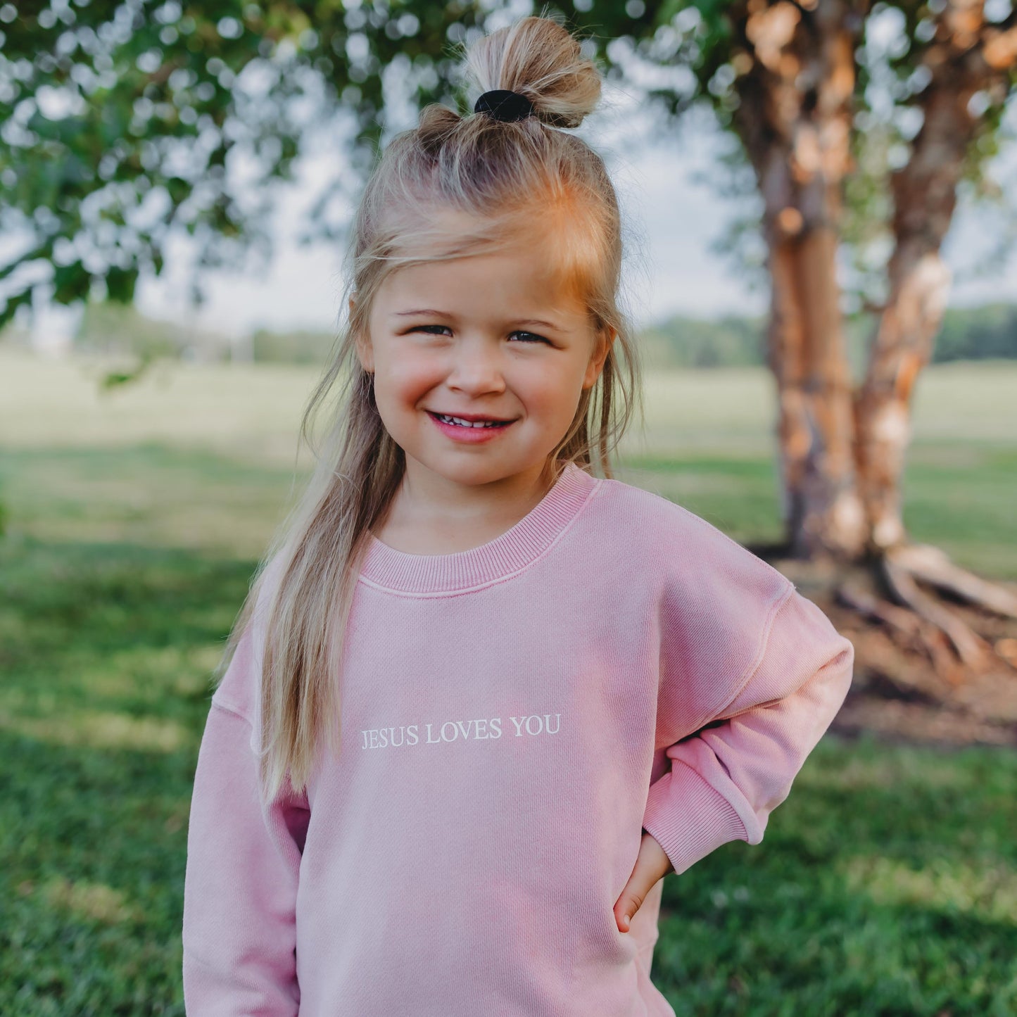 Jesus Loves You Crewneck in Dusty Rose