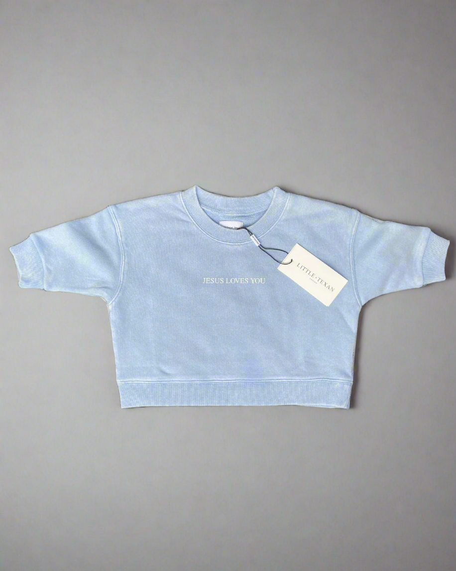 Jesus Loves You Crewneck in Vintage Blue