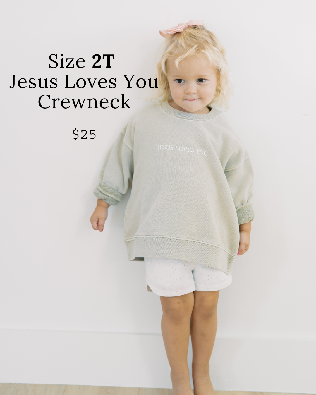 Size 2T Jesus Loves You Crewnecks