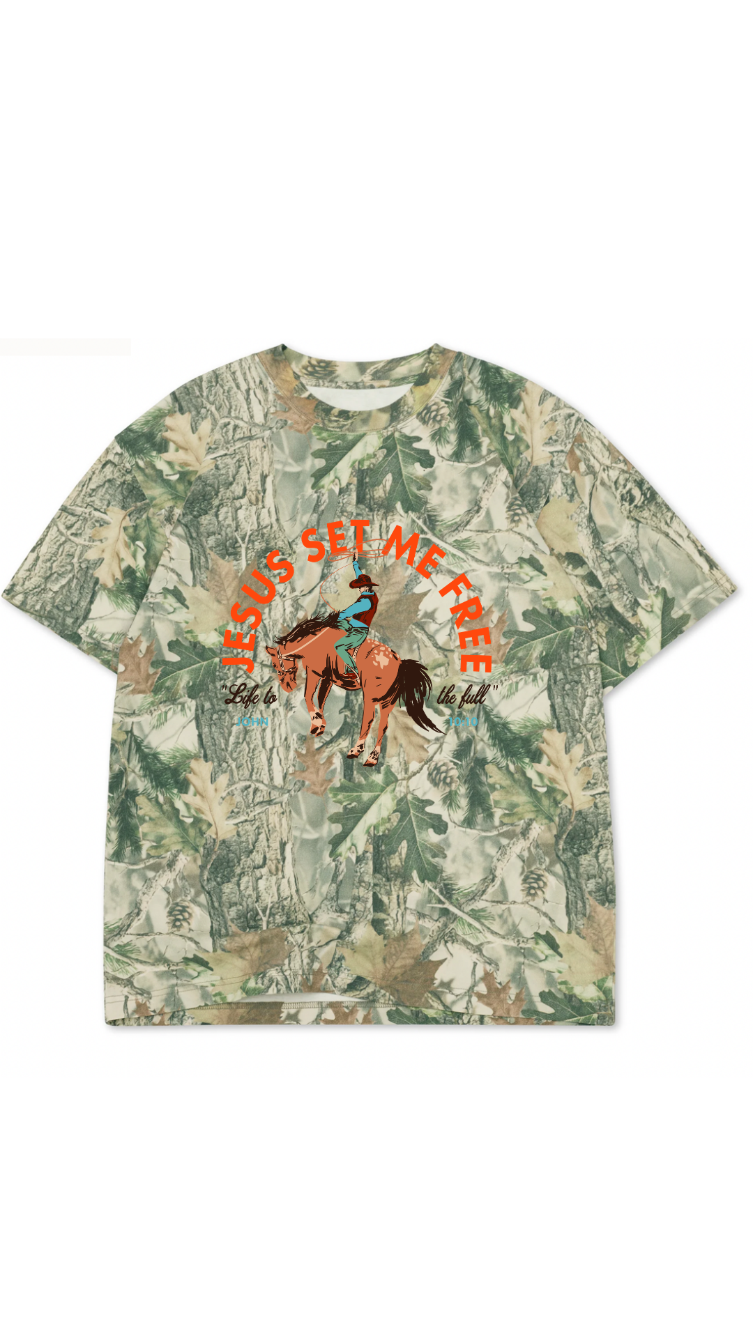Jesus Set Me Free Adult Camo Tee