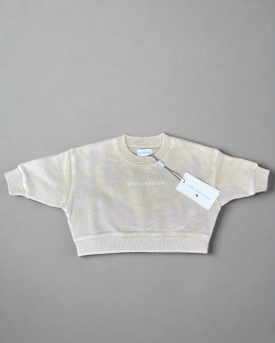 Jesus Loves You Crewneck in Beige