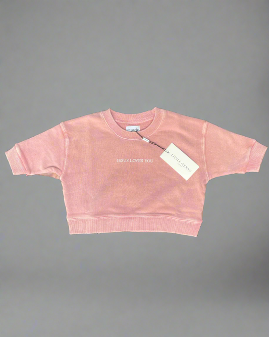 Jesus Loves You Crewneck in Dusty Rose *All sizes restocking 9/15*