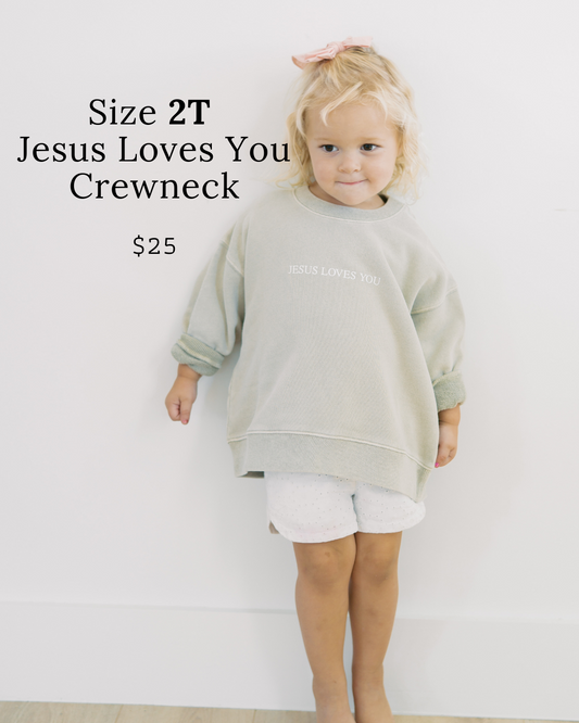 Size 2T Jesus Loves You Crewnecks