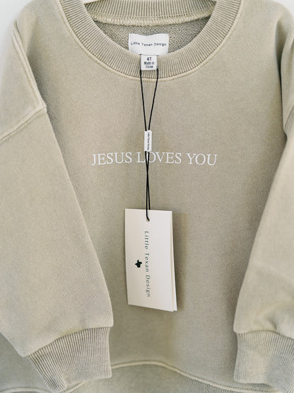 Jesus Loves You Crewneck in Beige